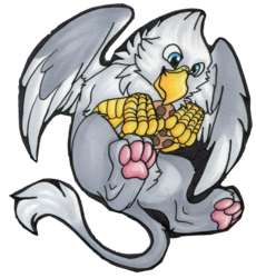 Size: 800x871 | Tagged: safe, artist:ritzbitz, oc, oc only, oc:der, griffon, badge, cookie, flying, food, male, paw pads, paws, simple background, solo, that griffon sure "der"s love cookies, transparent background, underpaw