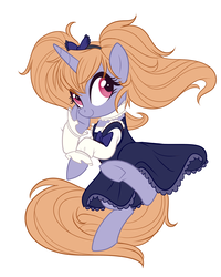 Size: 3600x4500 | Tagged: safe, artist:jadedjynx, pony, unicorn, babysaster, clothes, dress, female, gothic lolita, hair ribbon, lolita fashion, looking at you, mare, ponified, simple background, solo