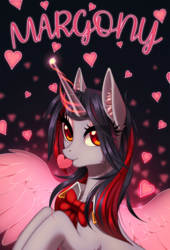 Size: 815x1200 | Tagged: safe, artist:margony, oc, oc only, oc:flydry, pony, female, heart, looking at you, mare, smiling, solo