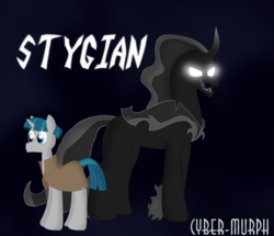 Size: 5272x4528 | Tagged: safe, artist:cyber-murph, pony of shadows, stygian, pony, unicorn, g4, shadow play, absurd resolution, cloak, clothes, glowing eyes, male, signature, stallion