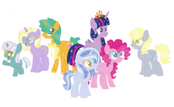 Size: 1325x820 | Tagged: safe, artist:cookiek17, derpy hooves, dinky hooves, pinkie pie, snails, twilight sparkle, oc, alicorn, pony, g4, derpypie, female, lesbian, rule 63, ship:twerpy, ship:twinkie, shipping, simple background, trans female, transgender, transparent background, twerpypie, twilight sparkle (alicorn)