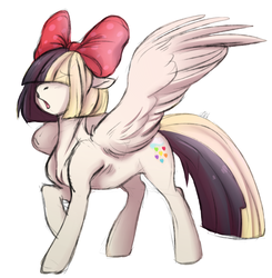 Size: 1415x1444 | Tagged: safe, artist:1an1, songbird serenade, pegasus, pony, g4, my little pony: the movie, bow, concave belly, female, hair bow, mare, simple background, solo