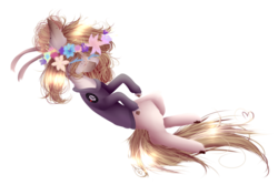 Size: 1024x683 | Tagged: safe, artist:hyshyy, oc, oc only, oc:izze, earth pony, pony, clothes, female, mare, on back, simple background, solo, sweater, transparent background