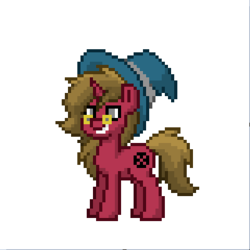 Size: 320x320 | Tagged: safe, oc, oc only, oc:aether stone, pony, unicorn, pony town, hat, male, simple background, solo, spectacles, wizard hat