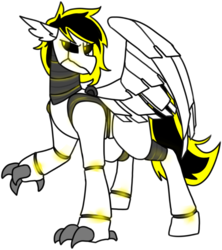 Size: 655x739 | Tagged: safe, artist:redxbacon, derpibooru exclusive, oc, oc only, oc:trashcan(ex0), classical hippogriff, hippogriff, hybrid, robot, genderless, glowing eyes, solo