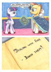 Size: 1240x1754 | Tagged: safe, artist:frenkieart, sunburst, twilight sparkle, alicorn, pony, g4, book, comic, traditional art, twilight sparkle (alicorn)