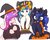Size: 2048x1638 | Tagged: safe, artist:akainu_pony, princess cadance, princess celestia, princess luna, alicorn, pony, g4, alicorn triarchy, clothes, costume, dress, halloween, hat, holiday, japan ponycon, looking at you, royal sisters, simple background, witch hat