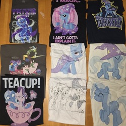 Size: 2448x2448 | Tagged: safe, artist:jay fosgitt, artist:ramivic, discord, starlight glimmer, teacup poodle, trixie, pig, g4, cape, clothes, cup, hat, high res, shirt, t-shirt, teacup, welovefine