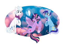 Size: 1024x708 | Tagged: safe, artist:jaythecatlover, double diamond, minuette, twilight sparkle, alicorn, pony, g4, bisexual, colored hooves, diamondlight, female, male, minudiamondlight, polyamory, ship:twinuette, shipping, straight, twilight sparkle (alicorn)