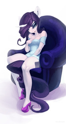 Size: 641x1200 | Tagged: safe, artist:oneofyouare, rarity, anthro, g4, clothes, dress, female, high heels, lidded eyes, looking at you, shoes, solo, stiletto heels