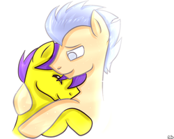 Size: 1024x819 | Tagged: safe, artist:pexxastar, flash sentry, oc, oc:orion galaxy, alicorn, ghost, pegasus, pony, g4, alicorn oc, father and son, feels, hug, male, offspring, parent:flash sentry, parent:twilight sparkle, parents:flashlight, signature, simple background, spirit