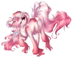 Size: 4591x3673 | Tagged: safe, artist:crazllana, oc, oc only, oc:cherry, pony, unicorn, absurd resolution, braid, chest fluff, female, mare, pearl, simple background, solo, transparent background, unshorn fetlocks