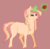 Size: 1600x1572 | Tagged: safe, artist:ganashiashaka, oc, oc only, oc:peony pear, pony, unicorn, apple, female, filly, food, magic, offspring, parent:big macintosh, parent:sugar belle, parents:sugarmac, pink background, simple background, solo