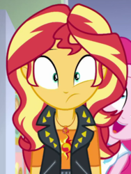 Size: 517x688 | Tagged: safe, screencap, pinkie pie, sunset shimmer, a fine line, equestria girls, equestria girls series, g4, cropped