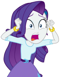 Size: 1600x2048 | Tagged: safe, artist:thebar, edit, edited screencap, screencap, rarity, dance magic, equestria girls, g4, spoiler:eqg specials, aaaaaaahhhhh, belt, blouse, bracelet, clothes, female, jewelry, not a vector, open mouth, panic, shocked, simple background, skirt, solo, teenager, transparent background