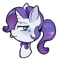 Size: 418x427 | Tagged: safe, artist:urbanqhoul, rarity, pony, unicorn, g4, bust, female, lidded eyes, mare, simple background, smiling, solo, tongue out, transparent background
