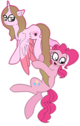 Size: 510x795 | Tagged: safe, artist:cindystarlight, pinkie pie, oc, oc:cindy, alicorn, pony, g4, female, mare, simple background, transparent background