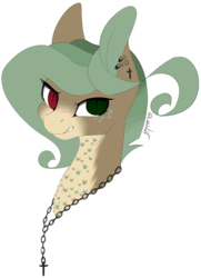 Size: 645x892 | Tagged: safe, artist:luuny-luna, oc, oc only, oc:lunawolf, pony, angry, bust, female, heterochromia, mare, portrait, simple background, solo, transparent background