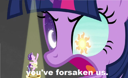 Size: 1024x631 | Tagged: safe, edit, edited screencap, screencap, starlight glimmer, twilight sparkle, alicorn, pony, a royal problem, g4, duo, reference, samurai jack, twilight sparkle (alicorn)