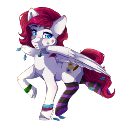 Size: 2150x2175 | Tagged: safe, artist:serenity, oc, oc only, oc:keyla, pegasus, pony, accessory, clothes, feather, female, high res, looking at you, mare, simple background, socks, solo, striped socks, transparent background, unshorn fetlocks, wingding eyes