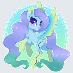 Size: 2889x2892 | Tagged: safe, artist:hawthornss, oc, oc only, pegasus, pony, blushing, colored wings, gradient wings, high res, looking at you, markings, smiling, solo, underhoof