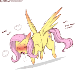 Size: 1200x1200 | Tagged: safe, artist:cold-blooded-twilight, fluttershy, pegasus, pony, blushing, crying, cute, ear blush, female, floating, not porn, shyabetes, solo, spicy, wing blush