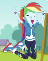Size: 685x870 | Tagged: safe, screencap, rainbow dash, equestria girls, g4, my little pony equestria girls: better together, the finals countdown, animation error, converse, cropped, cute, dashabetes, excited, eyes closed, female, geode of super speed, magical geodes, open mouth, shoes, sneakers, solo, squee
