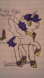 Size: 1440x2560 | Tagged: safe, artist:corrosiveacids, oc, oc only, oc:prince regal feather, alicorn, pony, lined paper, offspring, parent:princess celestia, parent:soarin', parents:soarlestia, solo, traditional art