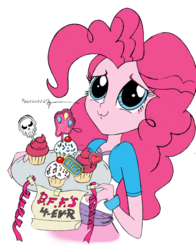 Size: 791x1011 | Tagged: safe, pinkie pie, equestria girls, g4, :3, cupcake, cute, diapinkes, female, food, friendship, simple background, smiling, solo, transparent background