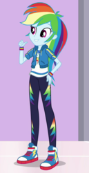 Size: 500x968 | Tagged: safe, screencap, rainbow dash, a fine line, equestria girls, equestria girls series, g4, clothes, converse, cropped, female, geode of super speed, legs, magical geodes, outfit catalog, pants, shoes, solo, wristband