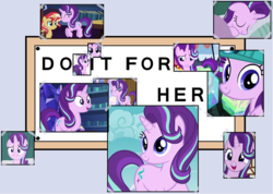 Size: 680x485 | Tagged: safe, starlight glimmer, sunset shimmer, pony, unicorn, equestria girls, equestria girls specials, g4, my little pony equestria girls: mirror magic, cute, do it for her, exploitable meme, eyes closed, female, glimmerbetes, happy, looking at you, male, mare, meme, sleeping, smiling, the simpsons, waifu