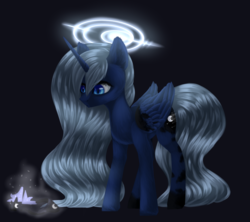 Size: 1263x1120 | Tagged: safe, artist:z00umi, princess luna, g4, alternate hairstyle, female, missing accessory, simple background, solo