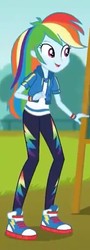 Size: 207x577 | Tagged: safe, screencap, rainbow dash, equestria girls, g4, my little pony equestria girls: better together, the finals countdown, clothes, converse, cropped, female, jacket, pants, shoes, smiling, sneakers