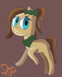 Size: 874x1078 | Tagged: safe, artist:coffeycup, artist:sketchpon, oc, oc only, earth pony, pony, bandana, bow, solo