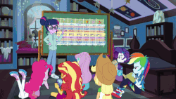 Size: 800x450 | Tagged: safe, screencap, applejack, fluttershy, pinkie pie, rainbow dash, rarity, sci-twi, sunset shimmer, twilight sparkle, equestria girls, g4, my little pony equestria girls: better together, the finals countdown, animated, female, humane five, humane seven, humane six, shoes, sneakers