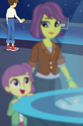 Size: 480x722 | Tagged: safe, screencap, lily pad (g4), victoria, wiz kid, equestria girls, equestria girls series, g4, star crossed, canterlot observatory, converse, cropped, female, mother and daughter, shoes, smiling, young