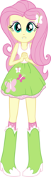 Size: 2293x8000 | Tagged: safe, artist:diegator007, fluttershy, human, equestria girls, g4, my little pony equestria girls: friendship games, absurd resolution, boots, clothes, fangs, female, looking at you, pigeon toed, shoes, simple background, skirt, solo, tank top, transparent background, updated, vector, worried