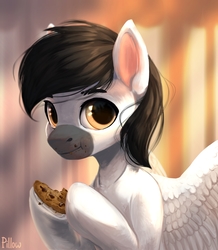 Size: 2000x2294 | Tagged: safe, artist:graypillow, oc, oc only, pegasus, pony, cookie, eating, food, high res, looking at you, male, solo, stallion