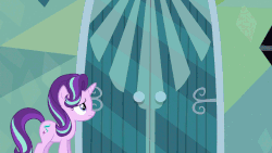 Size: 960x540 | Tagged: safe, edit, screencap, starlight glimmer, g4, the crystalling, animated, female, frown, knocking, loop, nose wrinkle, pouting, scrunchy face, solo, worried