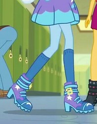 Size: 305x390 | Tagged: safe, screencap, sandalwood, sunset shimmer, trixie, equestria girls, g4, my little pony equestria girls: better together, overpowered (equestria girls), boots, canterlot high, hallway, high heel boots, legs, lockers, pictures of legs, shoes