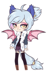 Size: 1083x1633 | Tagged: safe, artist:hawthornss, oc, oc only, oc:moon sugar, bat pony, anthro, bedroom eyes, clothes, cute, cute little fangs, ear fluff, eyeshadow, fangs, jacket, looking at you, makeup, male, smiling, socks, solo, trap