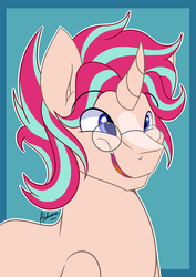 Size: 1024x1448 | Tagged: safe, artist:artsyambi, oc, oc only, oc:starbust, pony, unicorn, glasses, male, offspring, parent:starlight glimmer, parent:sunburst, parents:starburst, solo, stallion