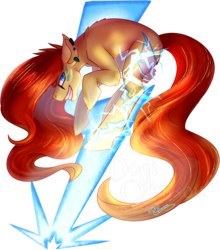 Size: 907x1032 | Tagged: safe, artist:dogi-crimson, oc, oc only, oc:ark bolt, cyborg, earth pony, pony, ear piercing, earring, jewelry, jumping, large cutie mark, long mane, male, piercing