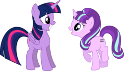 Size: 2123x1223 | Tagged: safe, artist:kojibiose, starlight glimmer, twilight sparkle, alicorn, pony, unicorn, g4, the cutie map, duo, duo female, equal cutie mark, female, mare, s5 starlight, simple background, transparent background, twilight sparkle (alicorn), vector