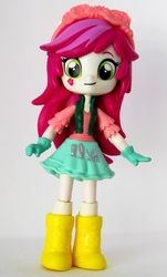 Size: 543x901 | Tagged: safe, artist:whatthehell!?, roseluck, equestria girls, g4, boots, clothes, doll, equestria girls minis, flower, gauntlet, irl, merchandise, photo, shoes, skirt, toy