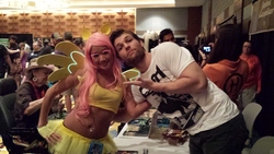 Size: 4128x2322 | Tagged: safe, artist:princesspaparazzi, fluttershy, human, g4, clothes, cosplay, costume, irl, irl human, liam mcintyre, photo, spartacus
