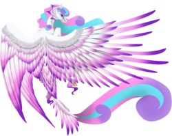 Size: 1024x817 | Tagged: safe, artist:oneiria-fylakas, princess flurry heart, original species, pegasus, pony, g4, colored wings, female, multicolored wings, older, race swap, simple background, solo, transparent background