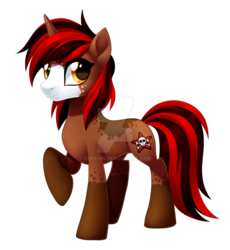 Size: 1024x1113 | Tagged: safe, artist:centchi, oc, oc only, oc:fire star, pony, unicorn, male, raised hoof, simple background, solo, stallion, transparent background, watermark