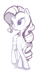 Size: 276x501 | Tagged: safe, artist:road75, rarity, pony, g4, female, monochrome, solo