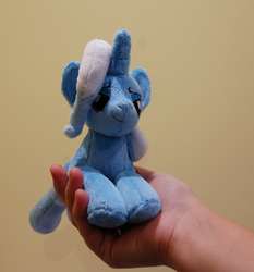 Size: 1676x1800 | Tagged: safe, artist:lanacraft, trixie, g4, irl, kittensized, looking at you, photo, plushie
